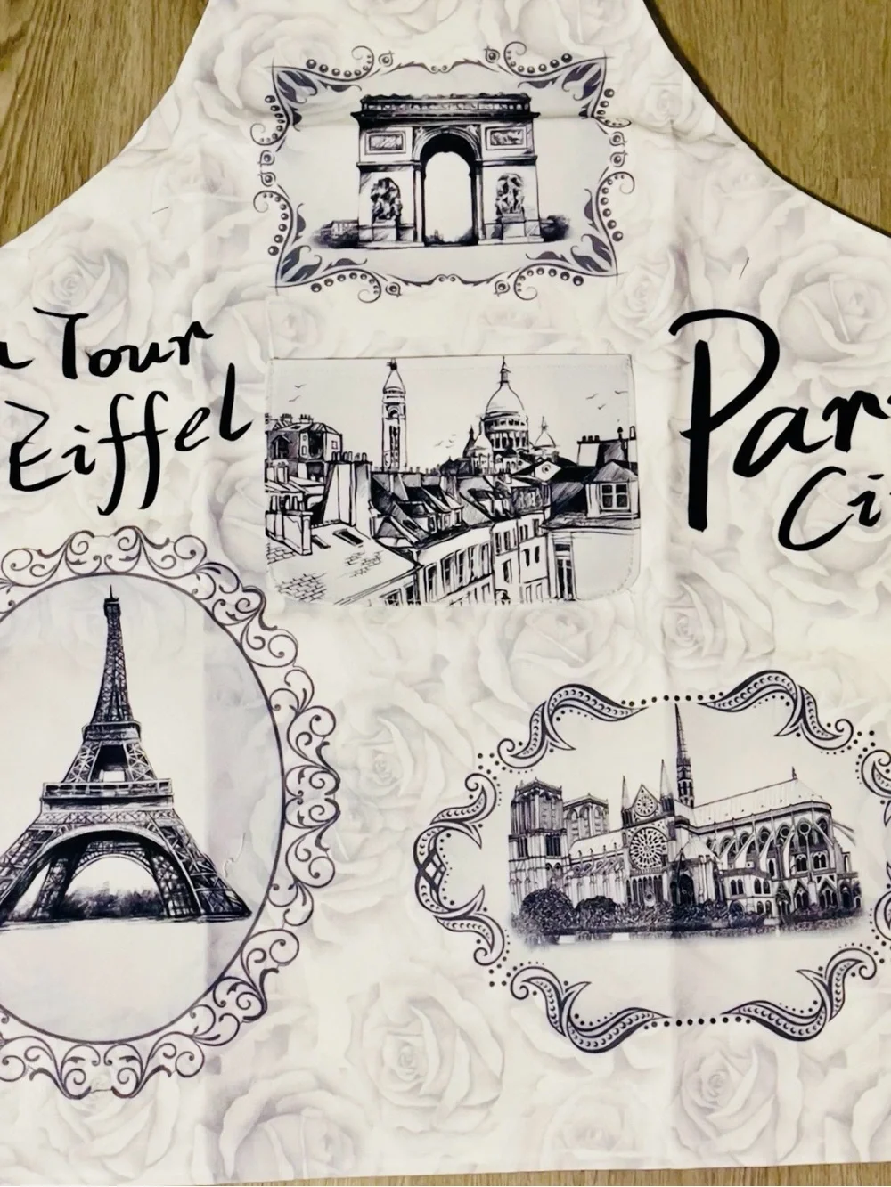 Paris Apron Eiffel Tower France Monuments Black White Abstract Made in France